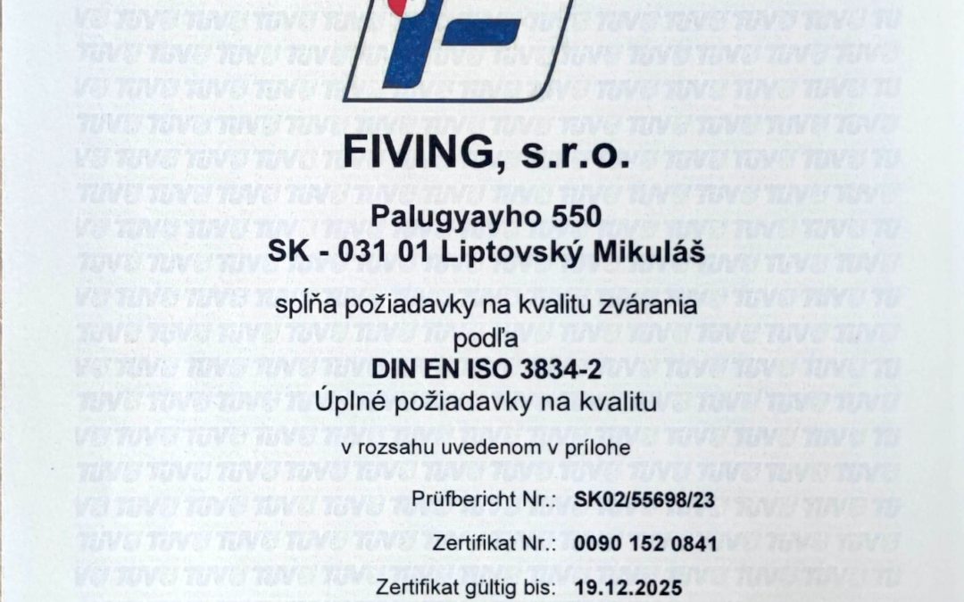 Máme ISO 3834-2